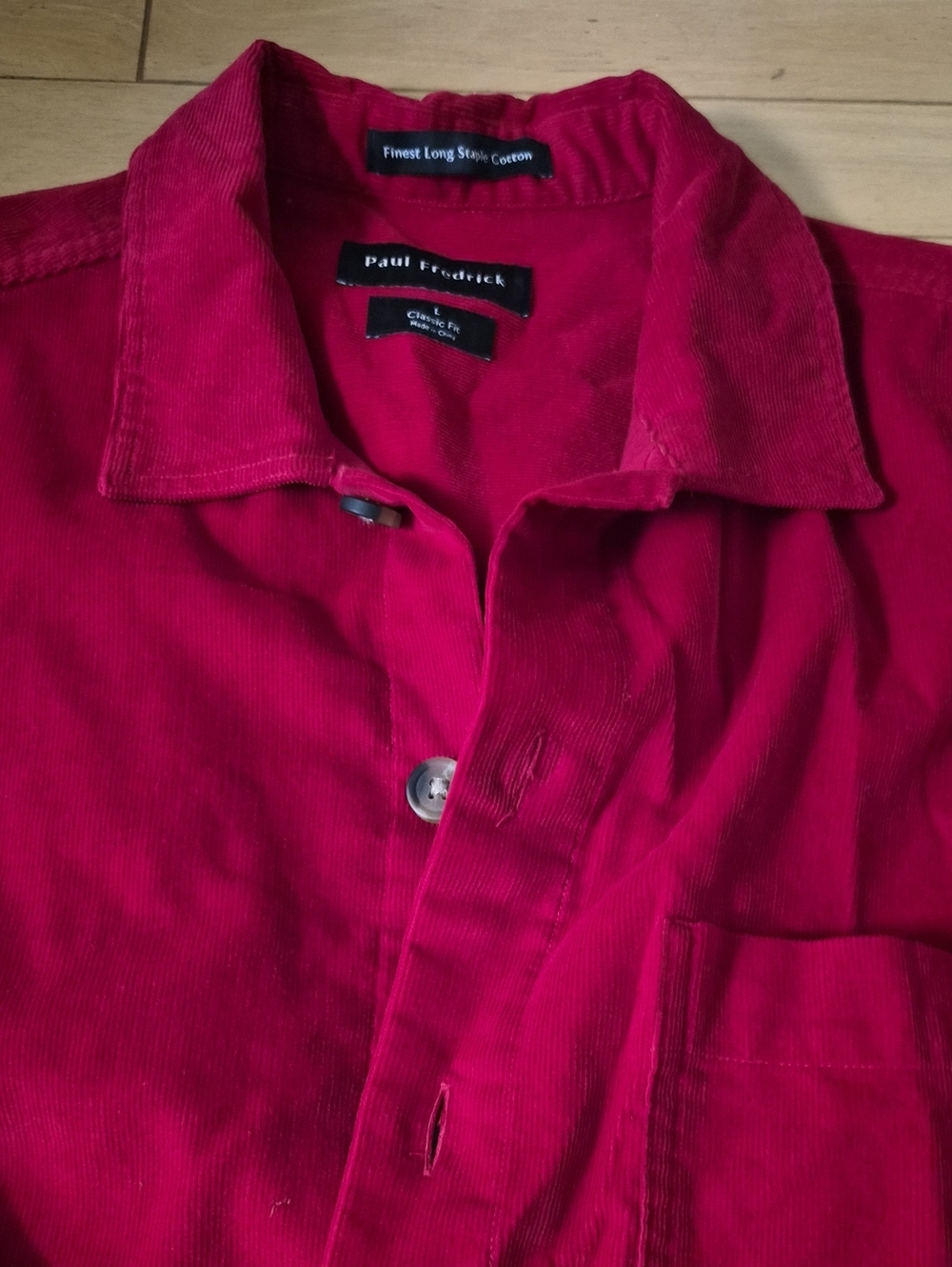 Paul Fredrick Men's Red Corduroy Button-Down Shirt
